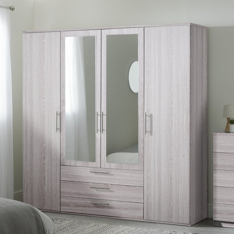 4 Door 3 Drawer Wardrobe - Grey 17560419 (OpenBox- See T's & C's for details)