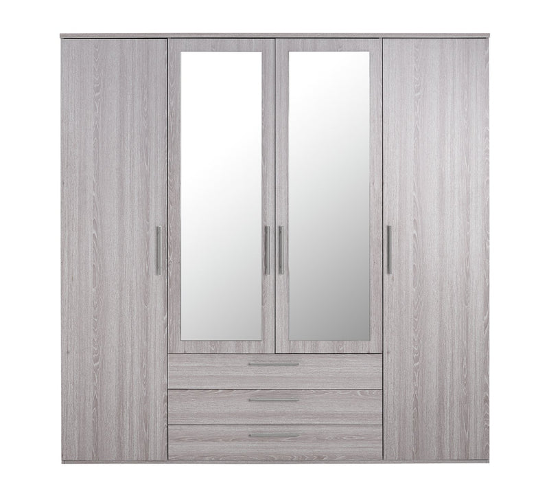 4 Door 3 Drawer Wardrobe - Grey 17560419 (OpenBox- See T's & C's for details)