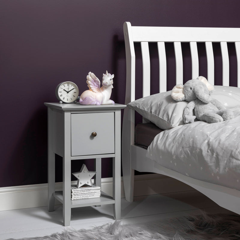 Asora Bedside Table with Drawer in Silk Grey
