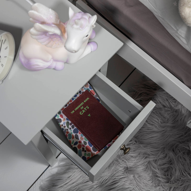 Asora Bedside Table with Drawer in Silk Grey