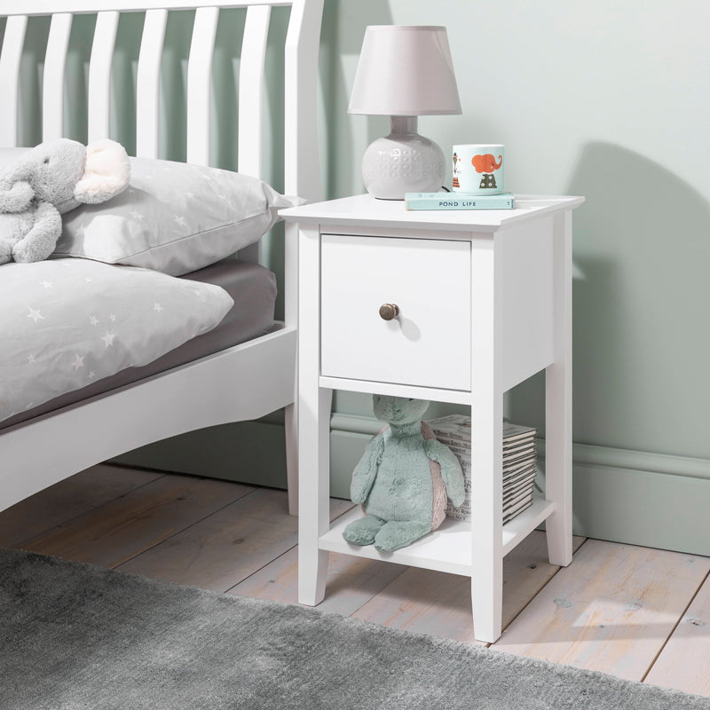Asora Bedside Table with Drawer in Classic White