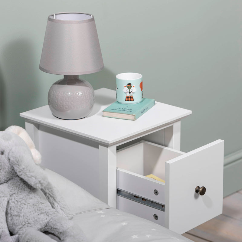Asora Bedside Table with Drawer in Classic White