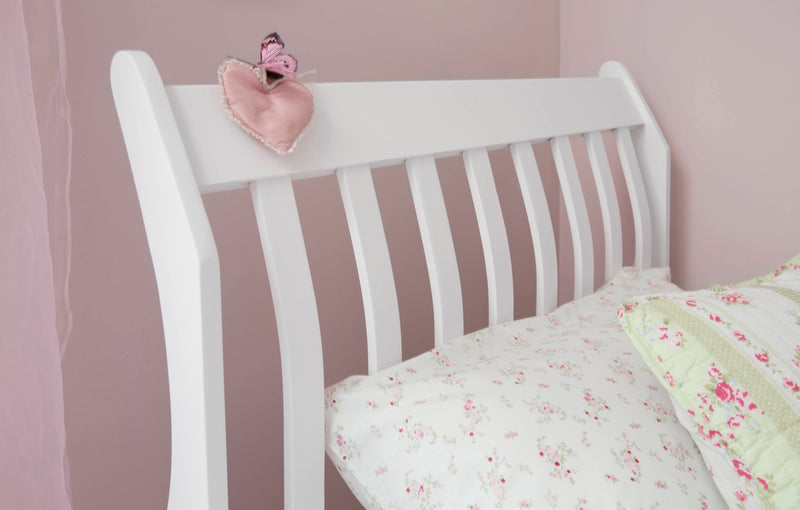 Astrid Single Bed Sleigh Frame in Classic White