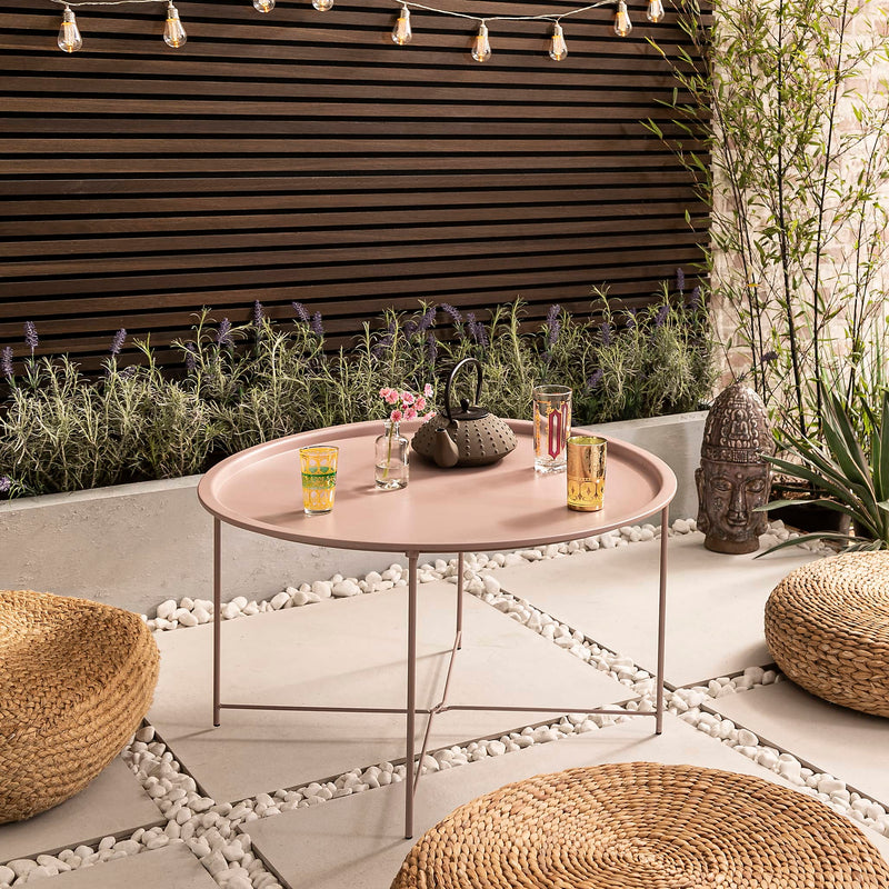Bjarni Garden Patio Occasional Table in Blush Pink