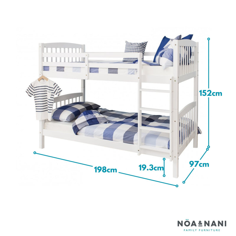 Brighton Bunk Bed with 2 Single Beds in White