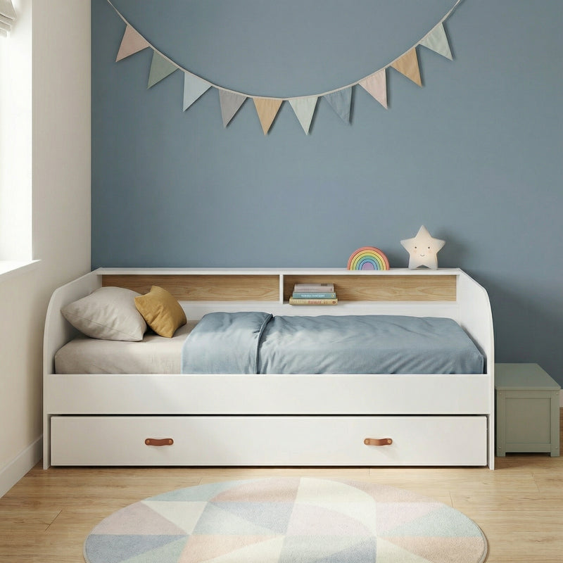 Helene Day Bed with Pull-Out Trundle in Classic White & Pine