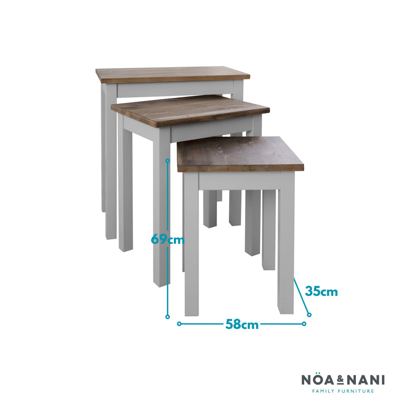 Canterbury Nest of Tables in Dark Pine and Grey