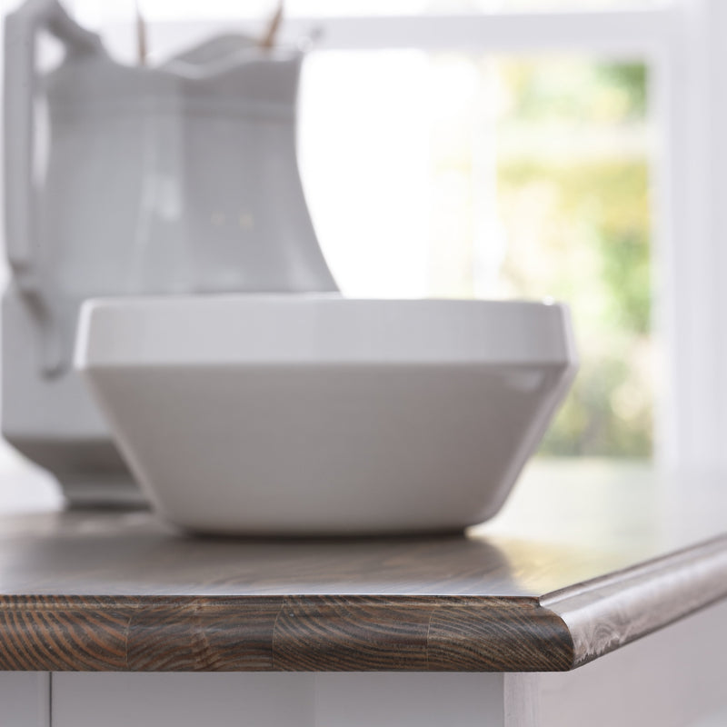 Canterbury 180cm Dining Table, 2 Benches in White & Dark Pine