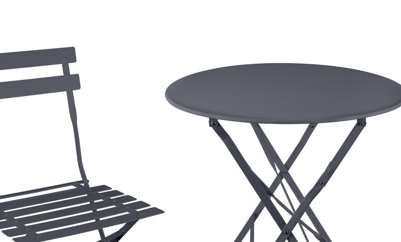 Lucerne Bistro Table & 2 Folding Chairs in Carbon