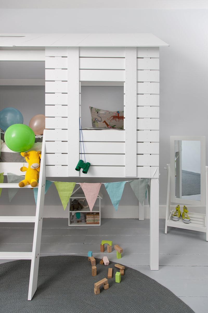 Christopher Treehouse Midsleeper Bed with Hans Windows in Classic White