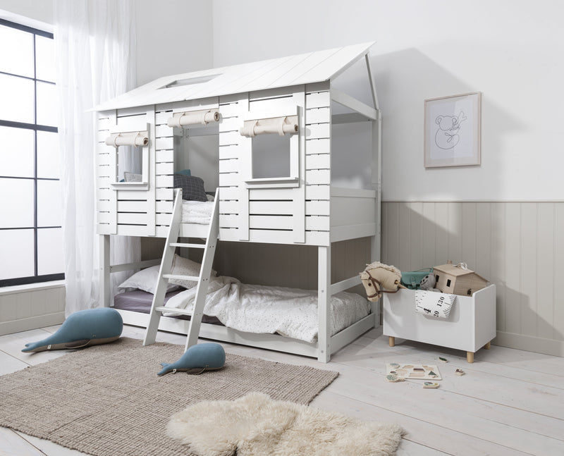 Christopher Treehouse Midsleeper Bed with Hans Windows in Classic White