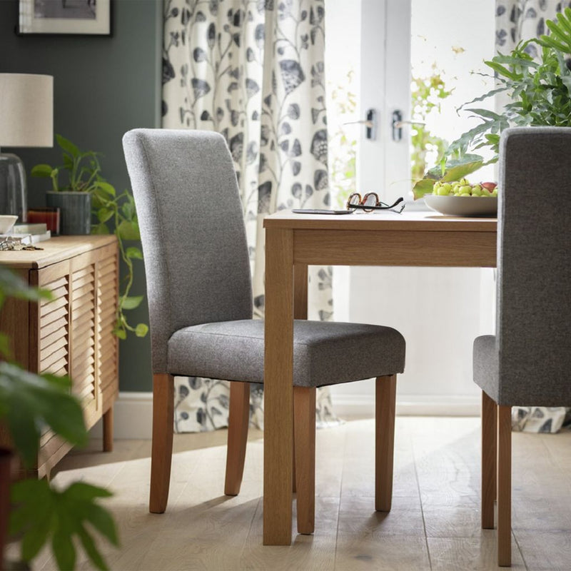 Pair of Tweed Fabric Dining Chairs - Grey 17359352 (Open Box- See T's & C's for details)