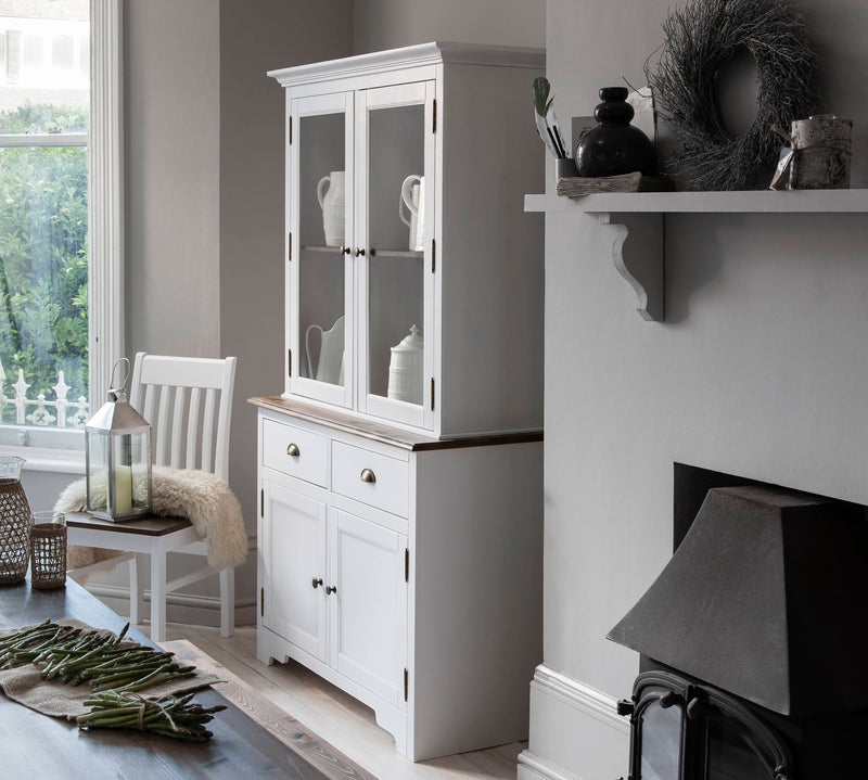 Canterbury Dresser Top in White and Dark Pine