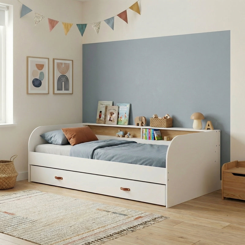 Helene Day Bed with Pull-Out Trundle in Classic White & Pine
