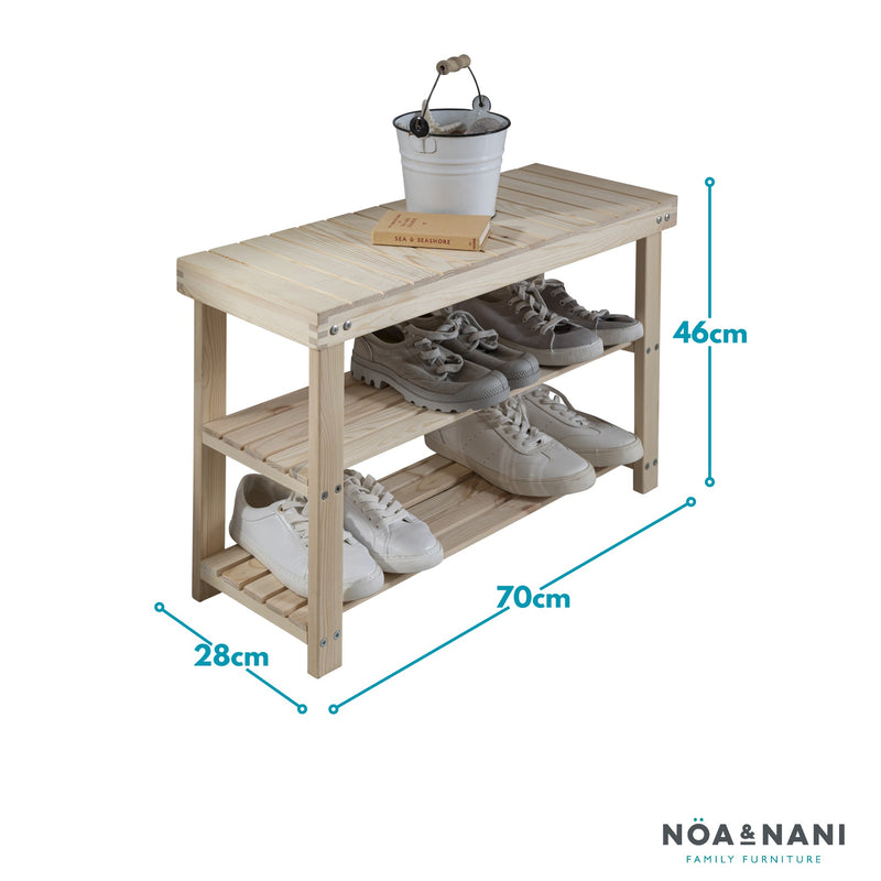 Einar Pine Shoe Rack Small in Natural Pine