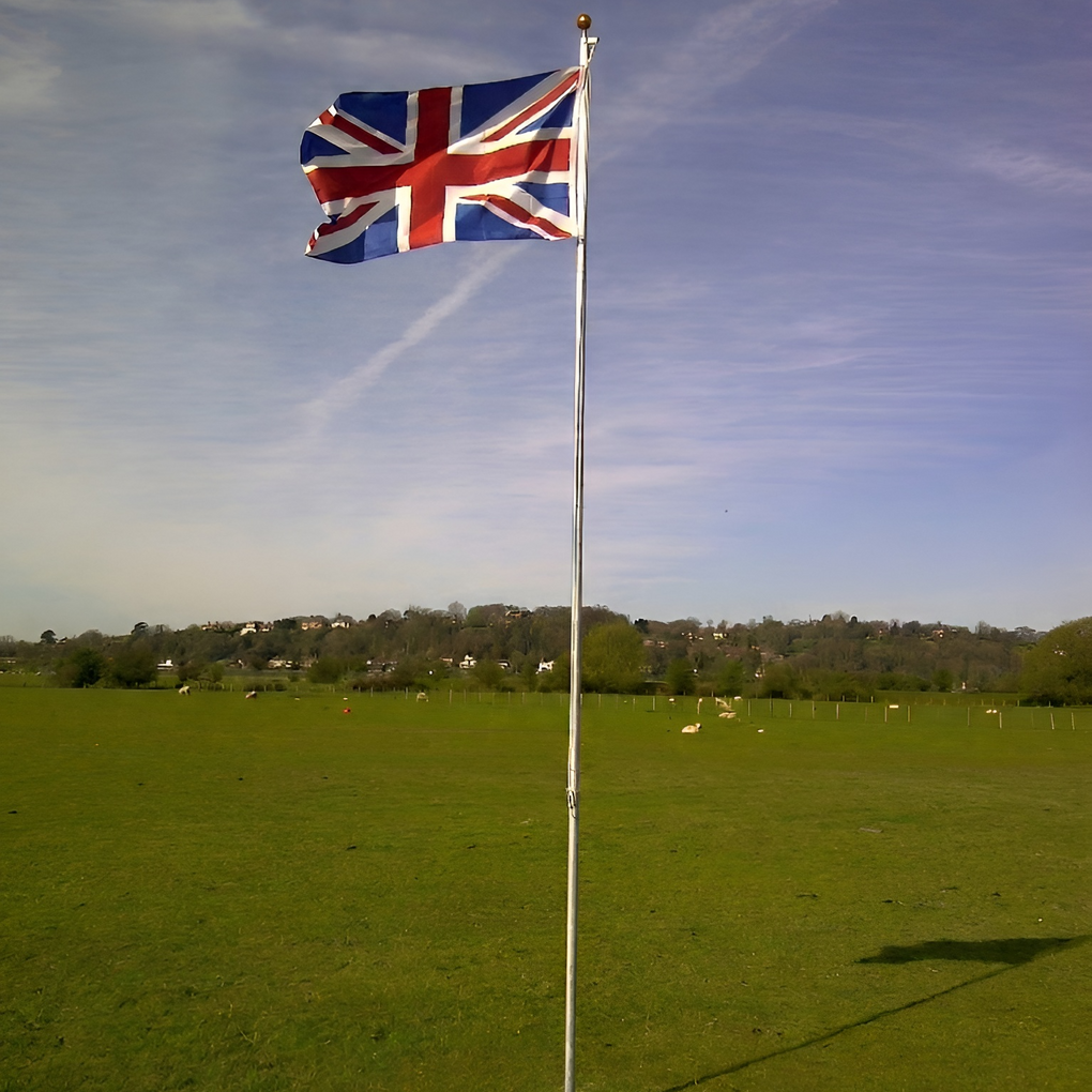 Aluminium Flagpole 20ft with 2 Flags Union Jack and England Flag