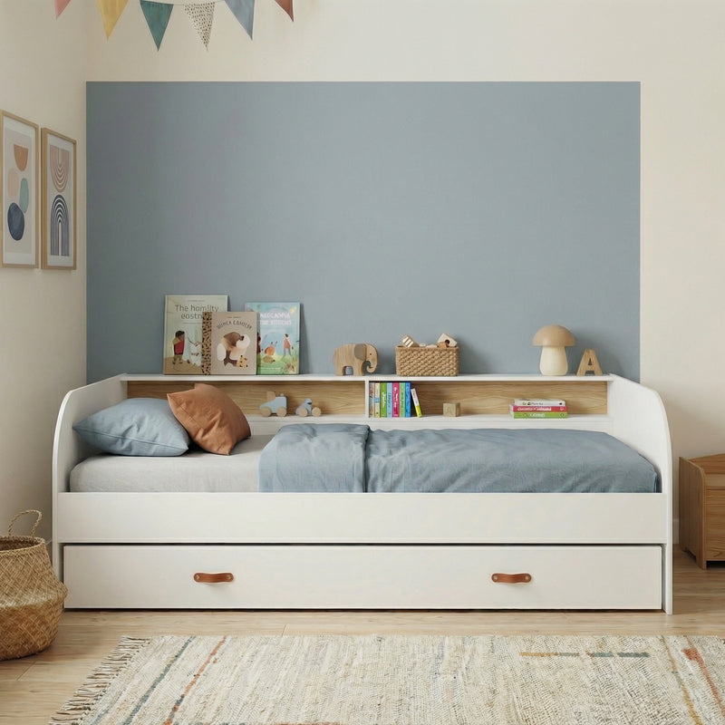 Helene Day Bed with Pull-Out Trundle in Classic White & Pine