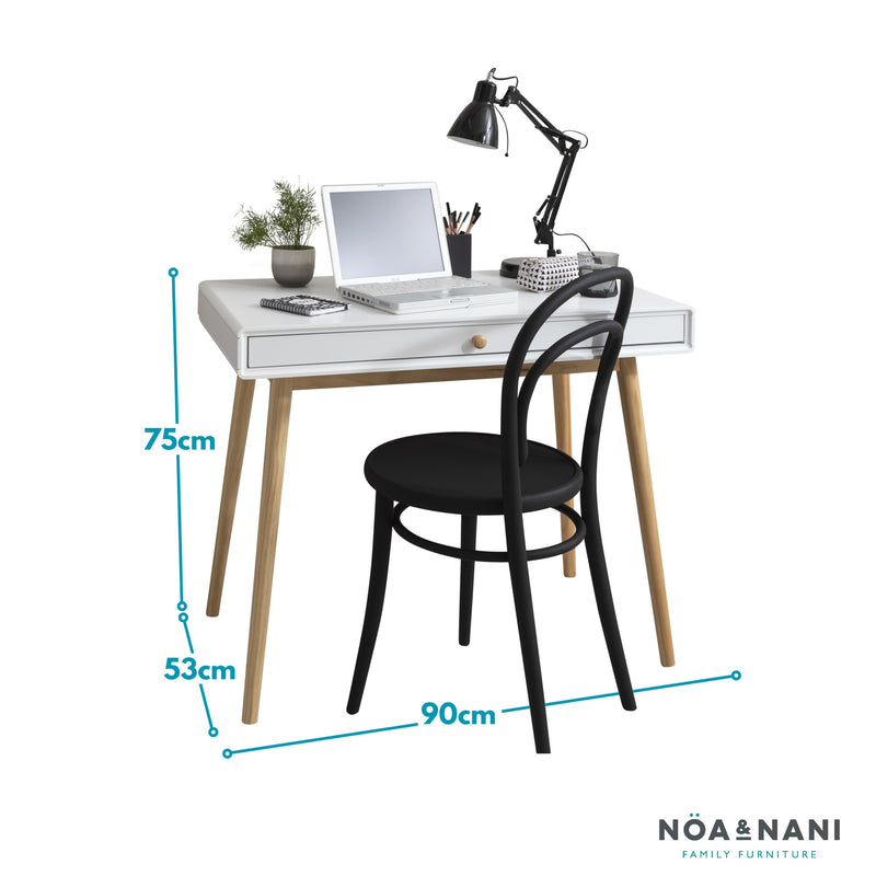 Frank Desk in Classic White and Natural Pine