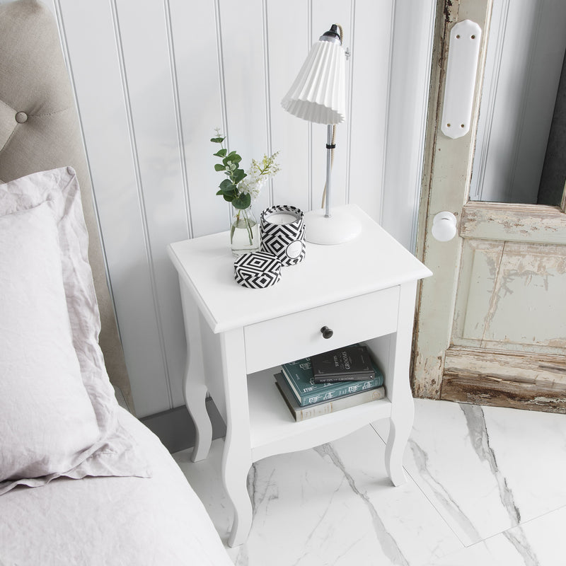 Camille Bedside Table 1 Drawer in Classic White