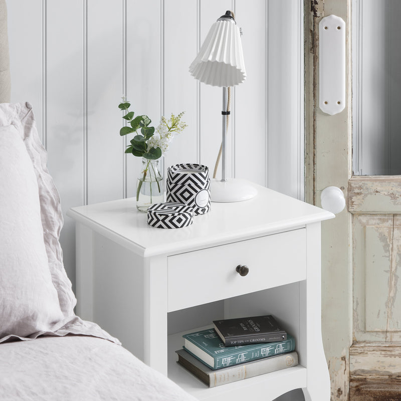 Camille Bedside Table 1 Drawer in Classic White