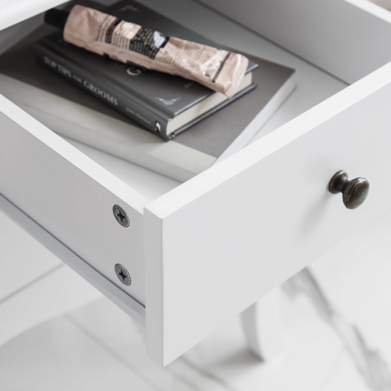 Camille Side Table Chest 2 Drawer in Classic White
