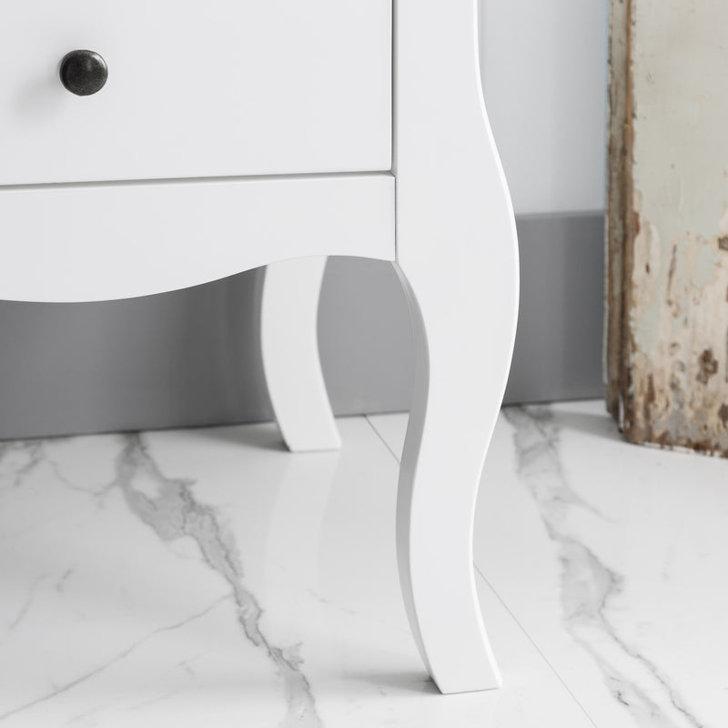 Camille Side Table Chest 2 Drawer in Classic White