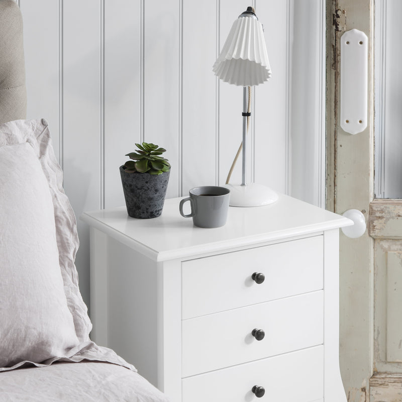 Camille Side Table Chest 3 Drawer in Classic White