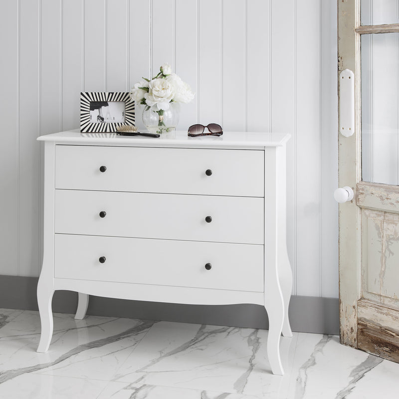 Camille Chest of Drawers 3 Drawer in Classic White