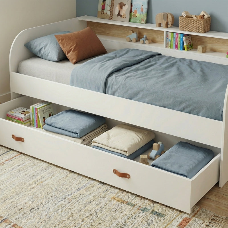 Helene Day Bed with Pull-Out Trundle in Classic White & Pine