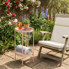 Flora Garden Patio Occasional Side Table in Blush Pink