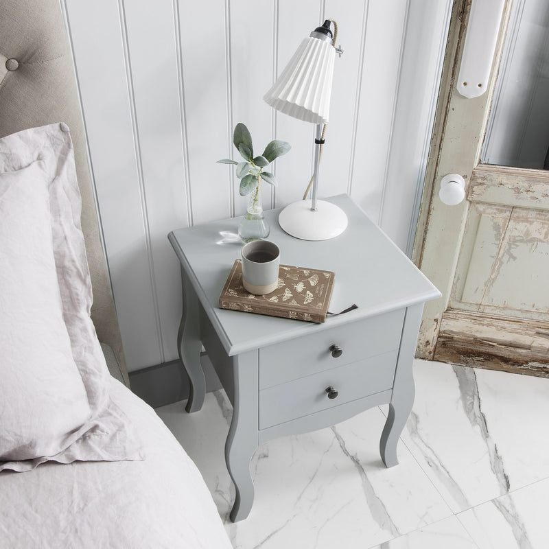Camille Side Table Chest 2 Drawer in Silk Grey