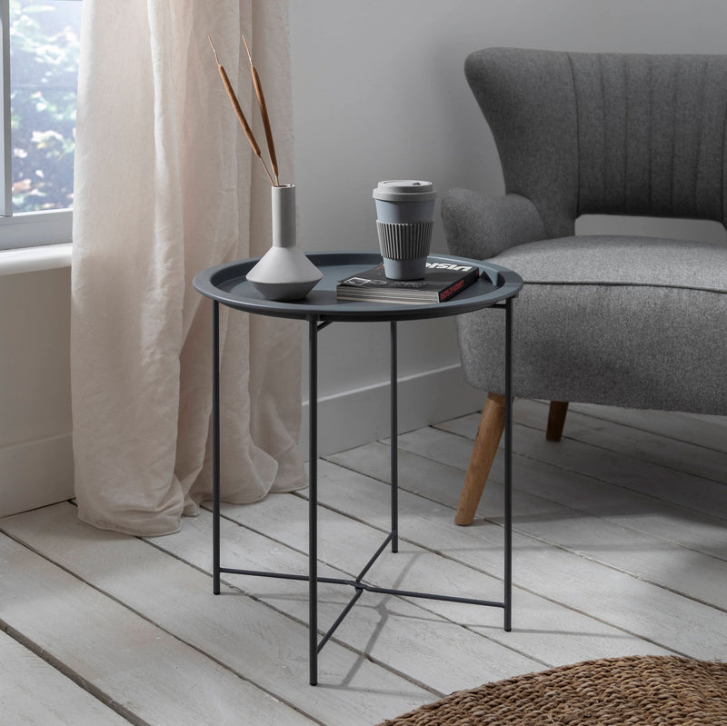 Charcoal Grey Metal Side Table