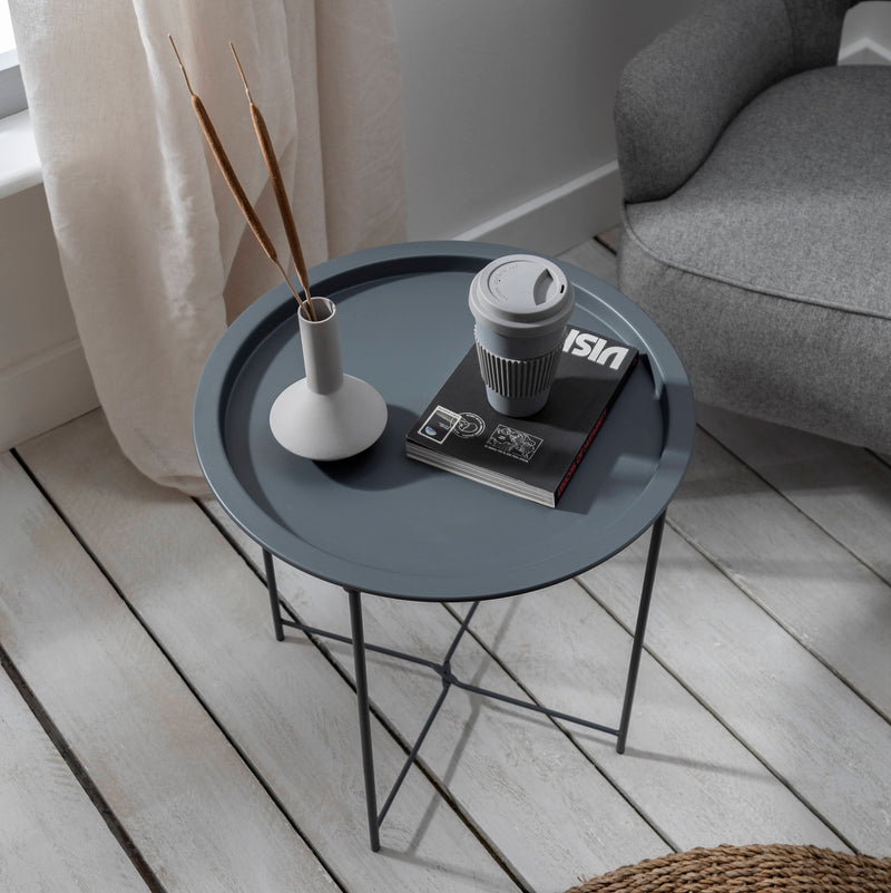 Charcoal Grey Metal Side Table