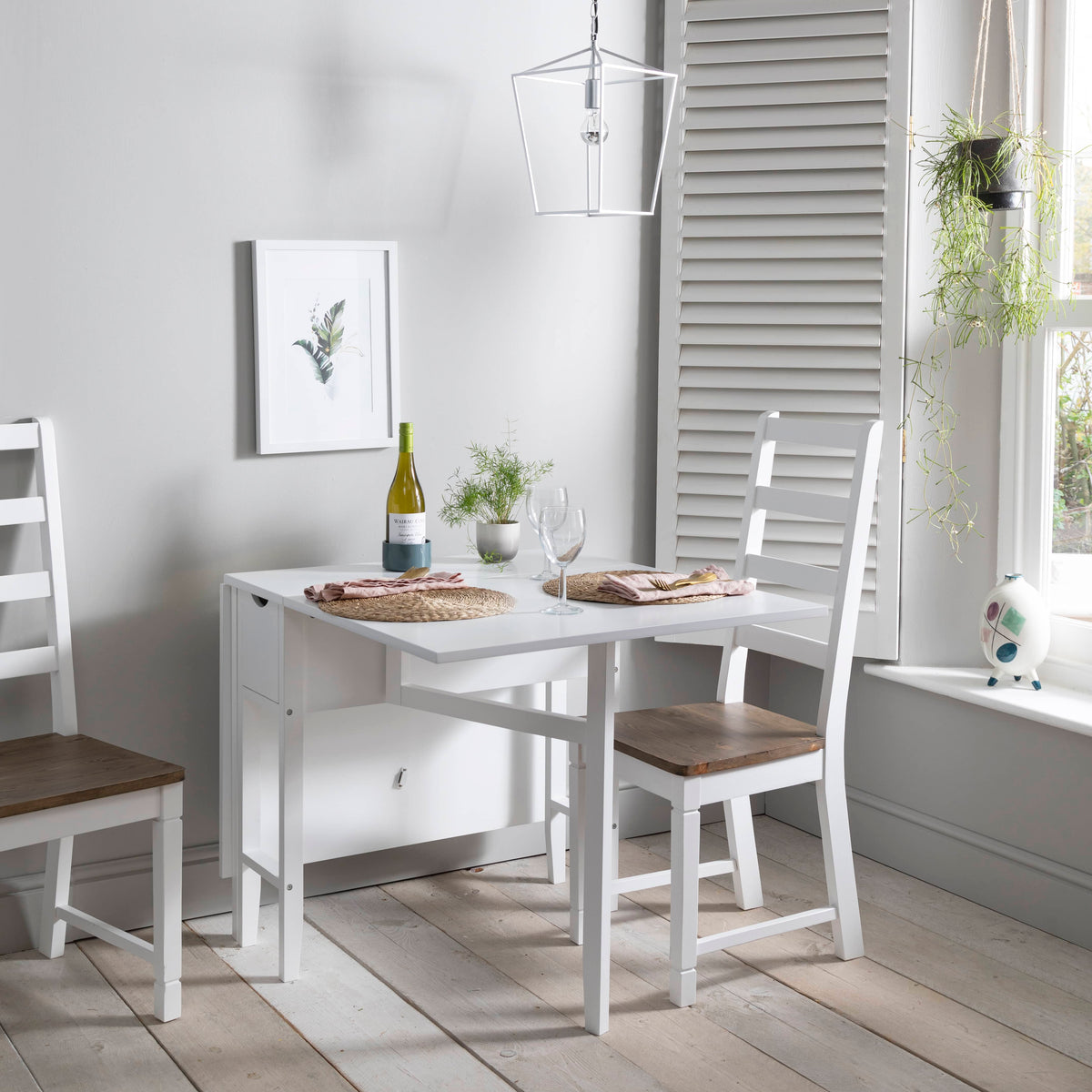 Gustav Folding Dropleaf Dining Table with Drawer in Classic White | Noa ...