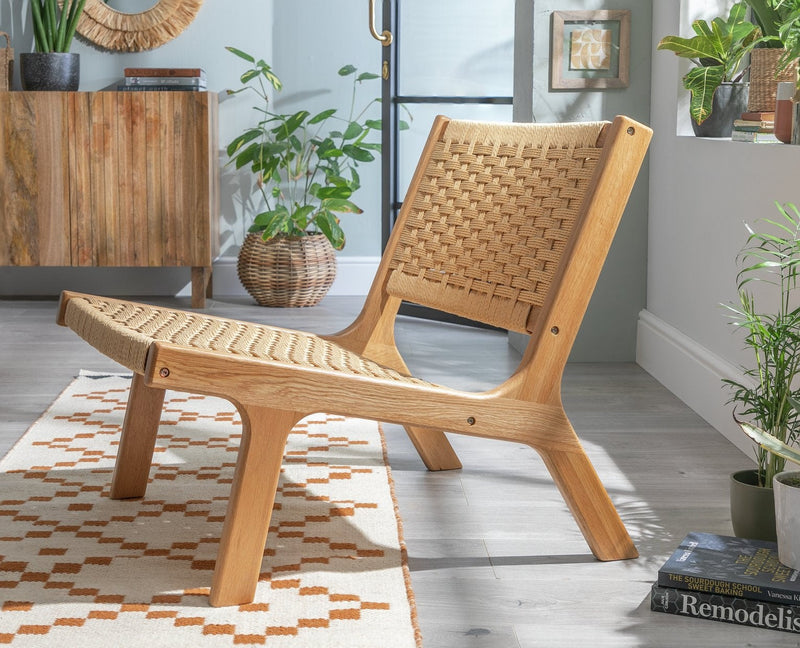 Habitat Faro Woven Paper Rope and Oak Accent Chair - Natural 11950991 (Open Box- See T's & C's for details)