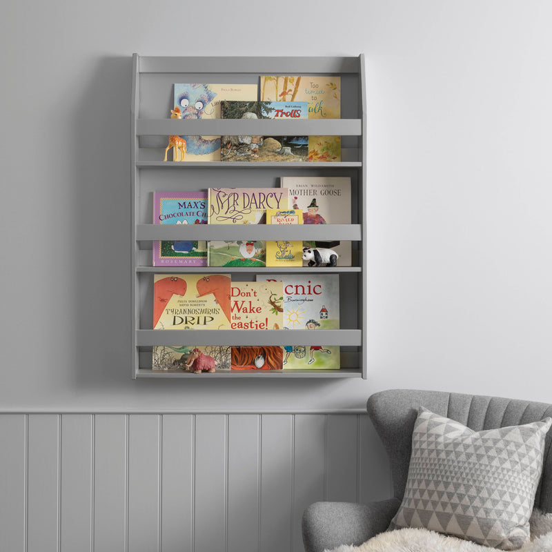 Hakan Display 3 Shelf Bookcase Wall Mounted in Silk Grey