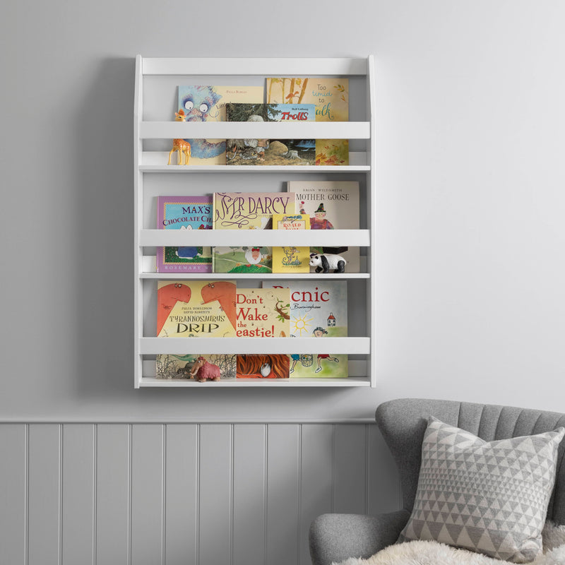 Hakan Display 3 Shelf Bookcase Wall Mounted in Classic White