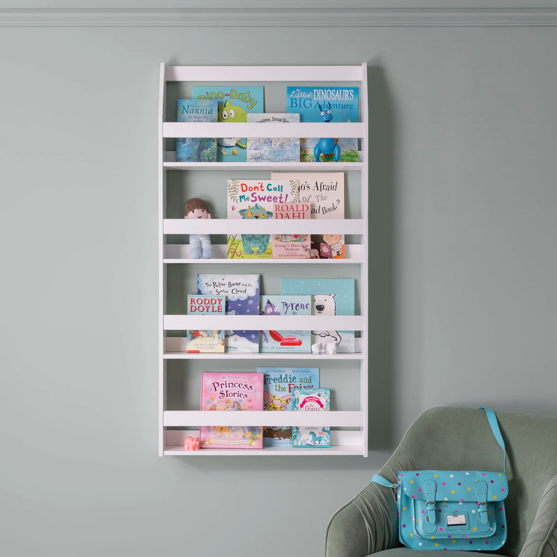 Hakan Display 4 Shelf Bookcase Wall Mounted in Classic White