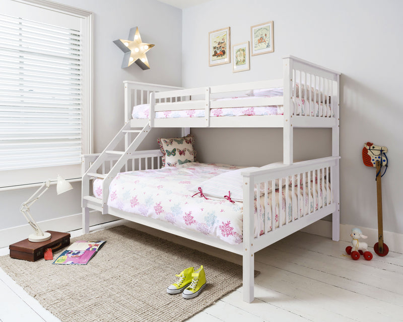 Hanna Triple Bunk Bed with Single and Double Bed in Classic White