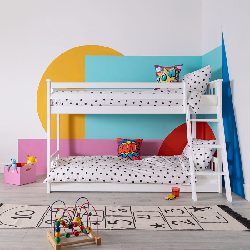 Harri Bunk Bed Low with Blue Package in Classic White