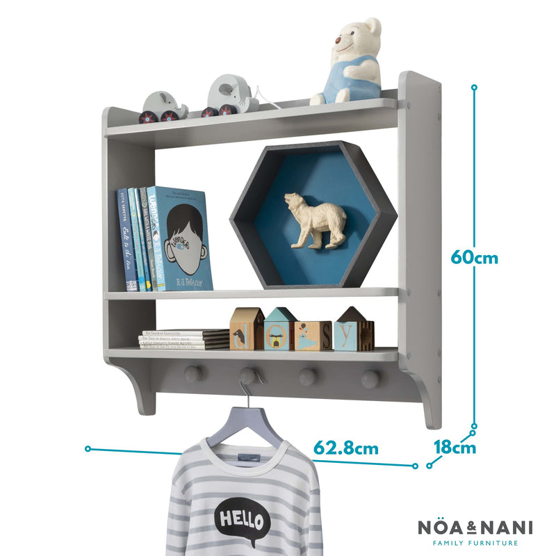 Hege Double Shelf with Coat Hook in Silk Grey