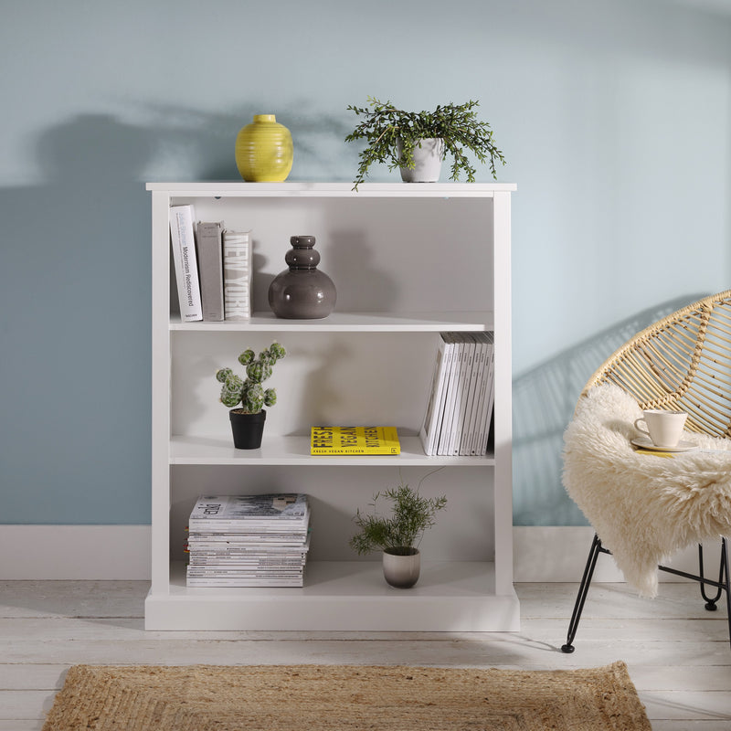 Hemming 3 Tier Low Bookcase in Classic White