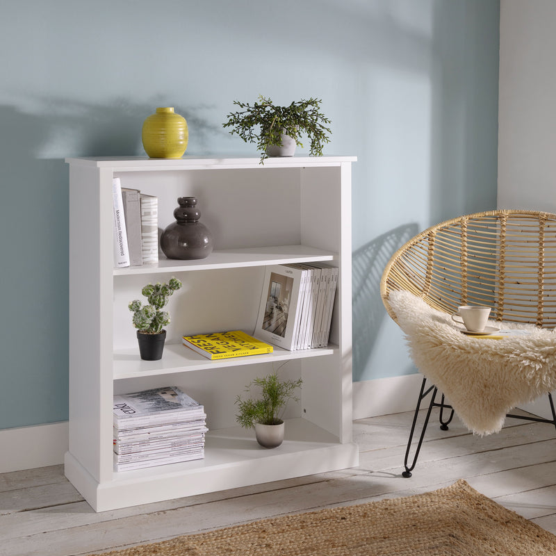 Hemming 3 Tier Low Bookcase in Classic White