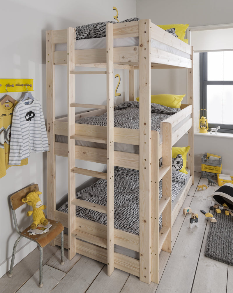 Henrik Triple Bed Bunk Triple Sleeper in Natural Pine
