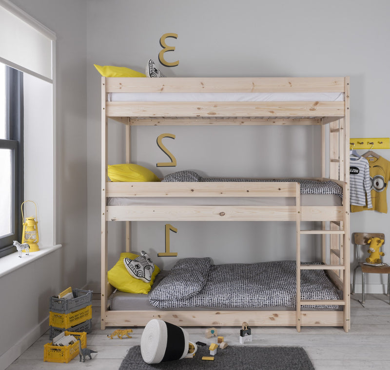 Henrik Triple Bed Bunk Triple Sleeper in Natural Pine
