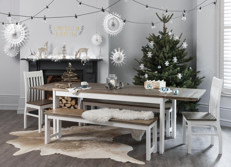 Nordic Bench in Classic White and Pine