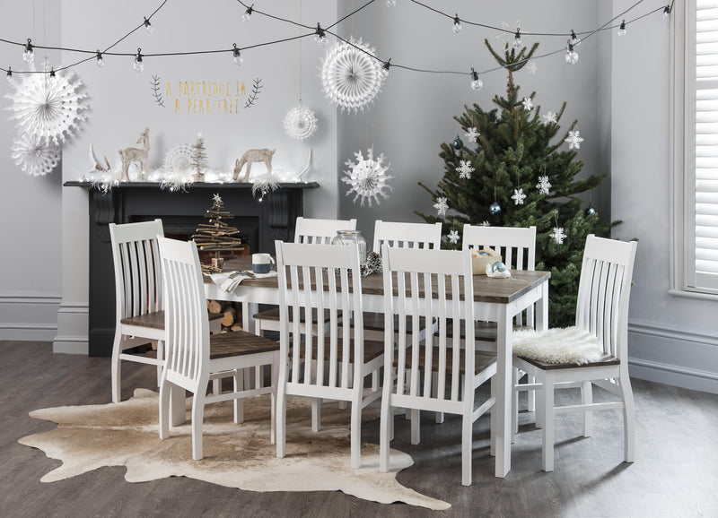Nordic Dining Table in Classic White and Dark Pine