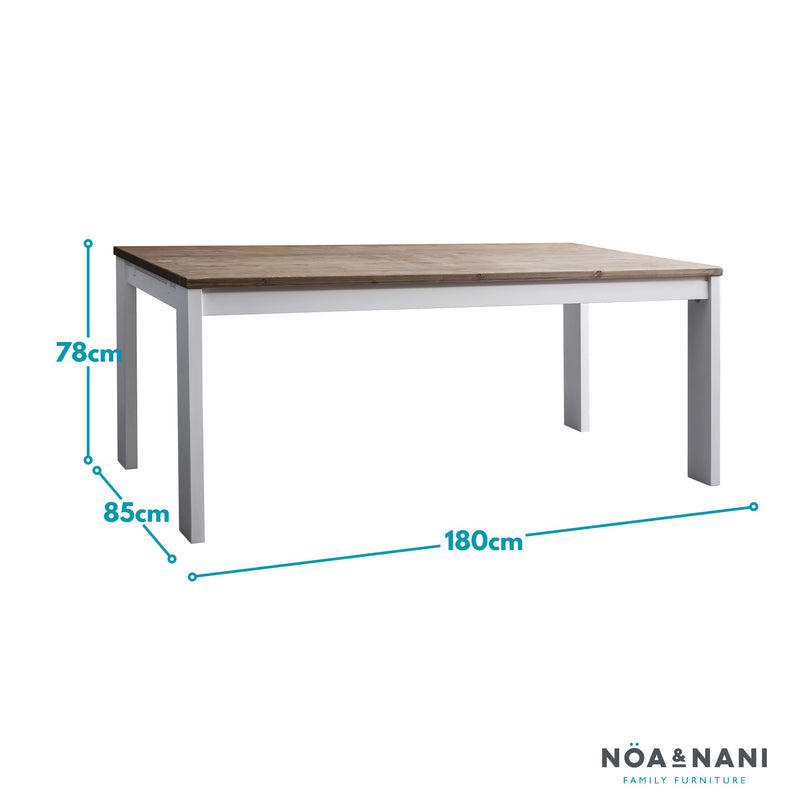 Hever Dining Table in White & Dark Pine