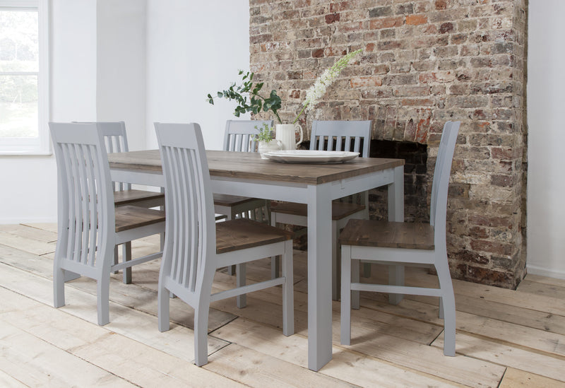 Hever Dining Table in Grey and Dark Pine