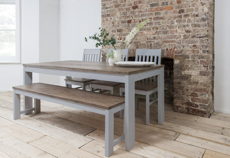 Hever Dining Table in Grey and Dark Pine